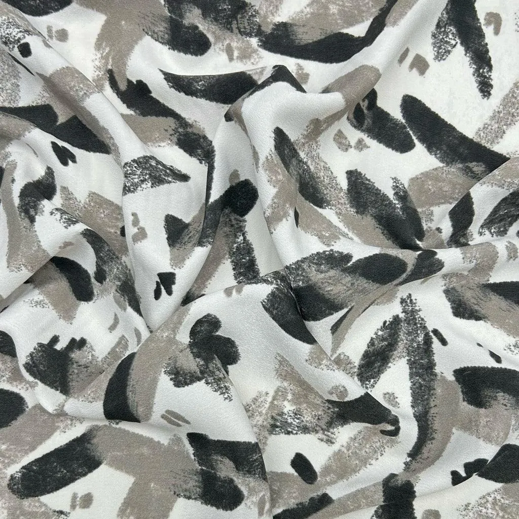 Brush Strokes Polyester Crepe Fabric