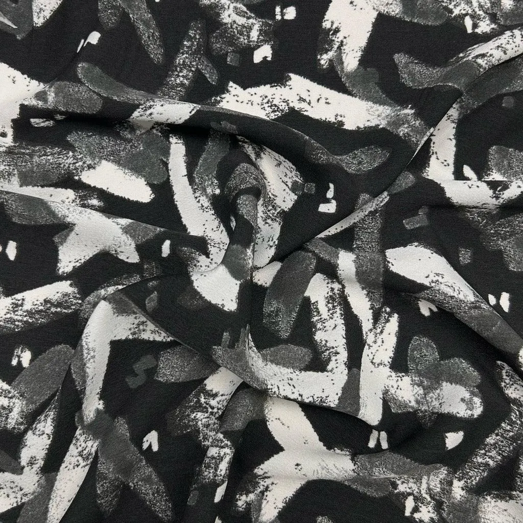 Brush Strokes Polyester Crepe Fabric
