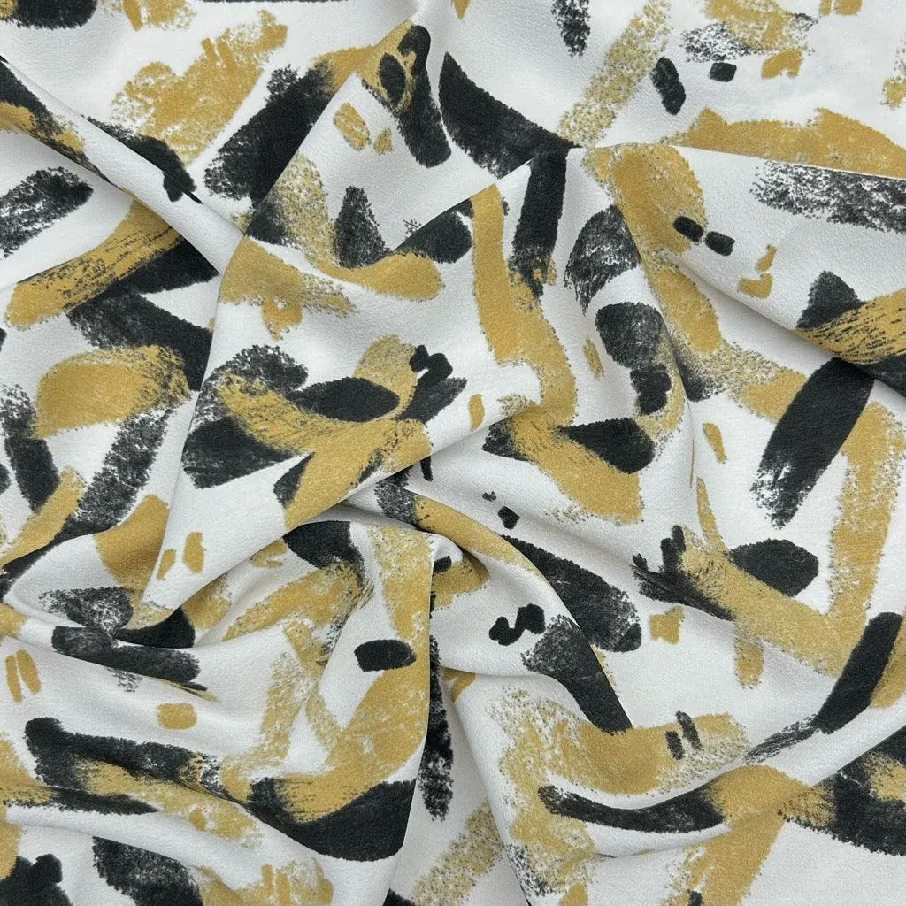 Brush Strokes Polyester Crepe Fabric