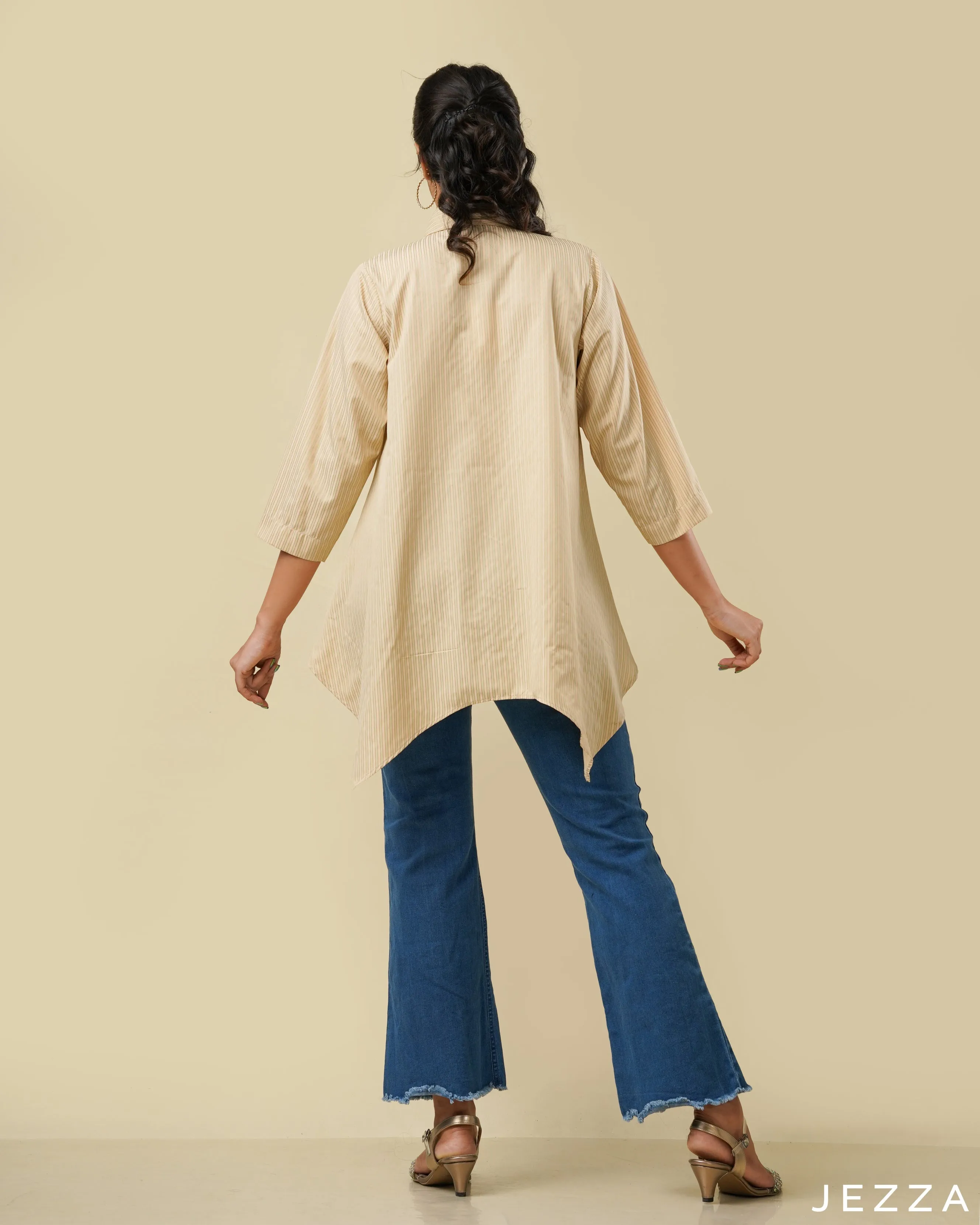 Button Down Polyester Top 57711