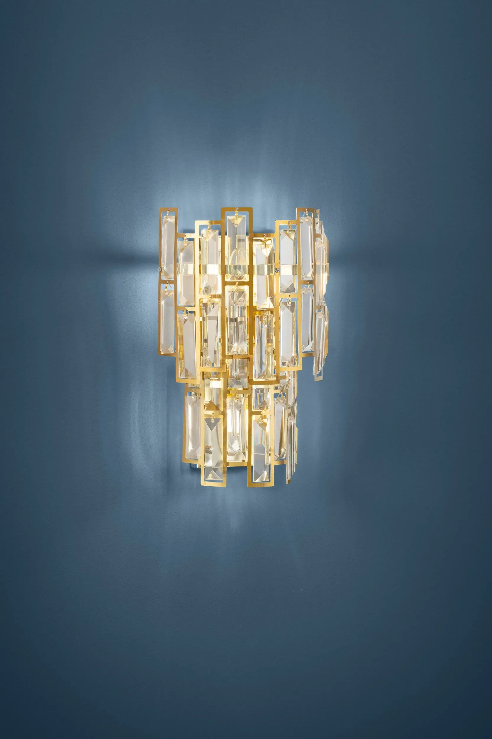 Calmeilles 3 Light Brass and Crystal Classic Feature Wall Light