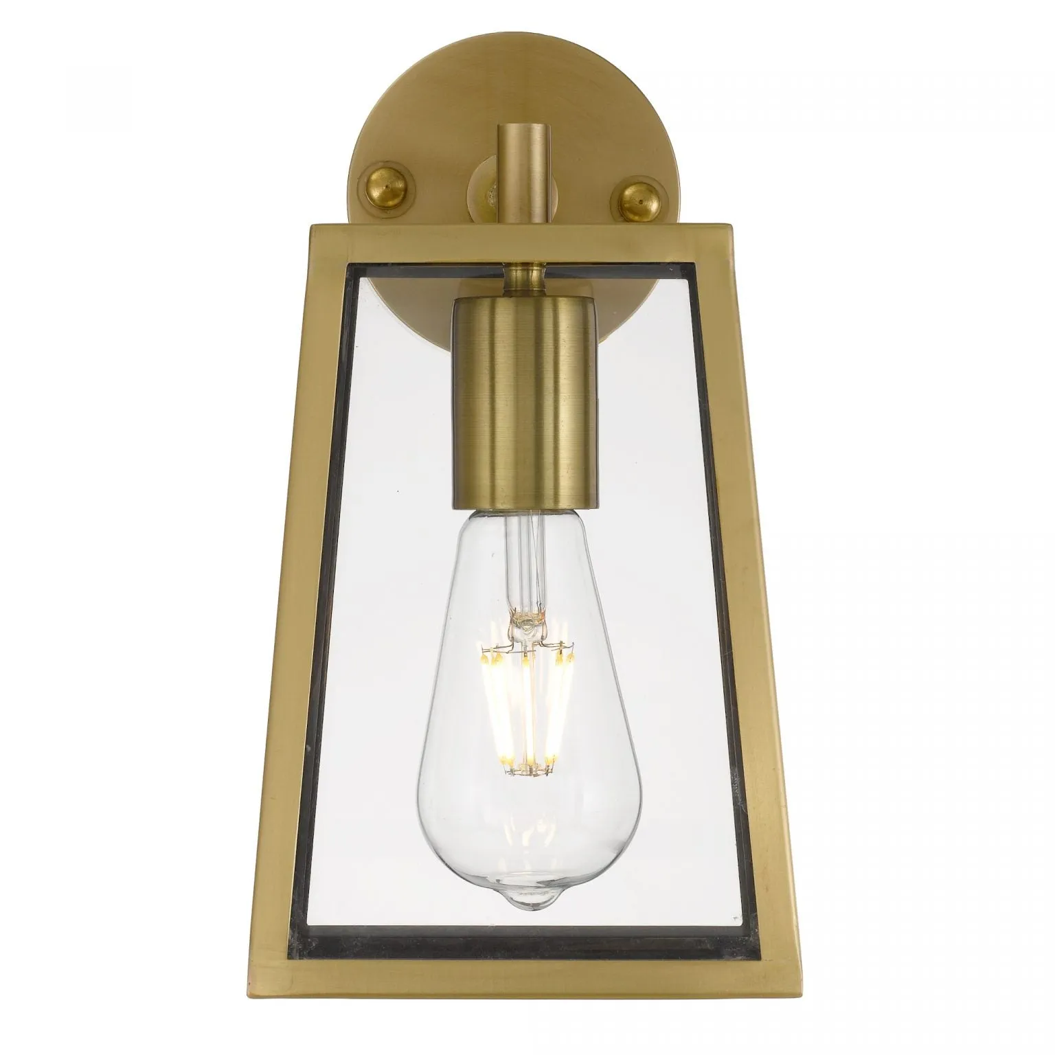 Cantena 15cm Antique Brass with Clear Glass Panel Exterior Coach Light