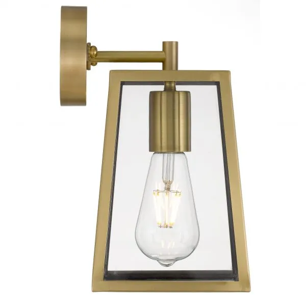 Cantena 15cm Antique Brass with Clear Glass Panel Exterior Coach Light
