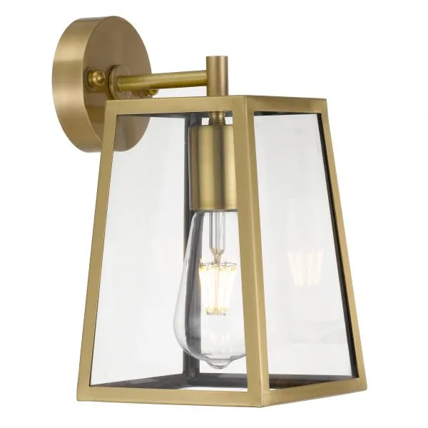 Cantena 15cm Antique Brass with Clear Glass Panel Exterior Coach Light