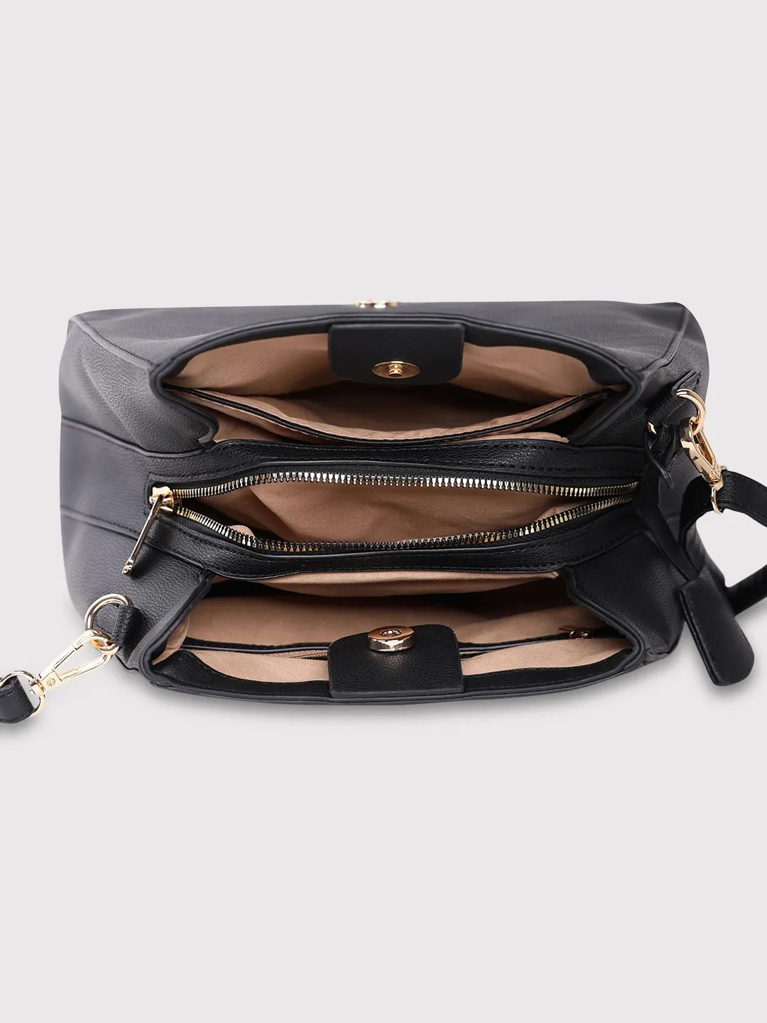 Caprese Milan Satchel Small Solid Women'S Handbag Black
