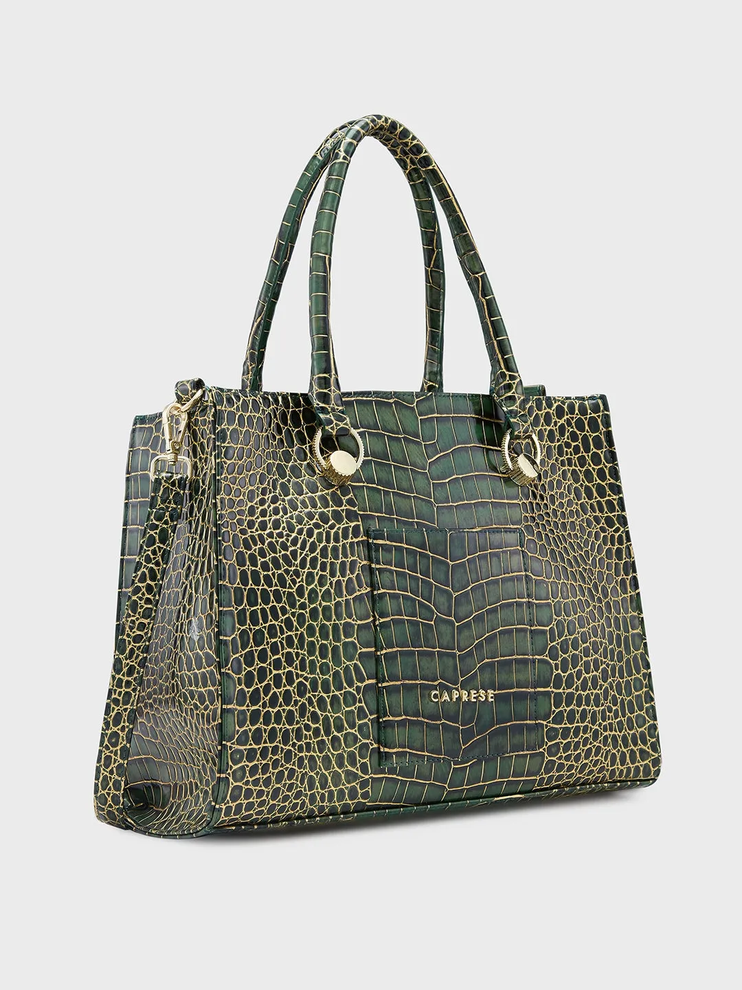 Caprese Miranda Tote Medium Croco Womens Office Handbag Green