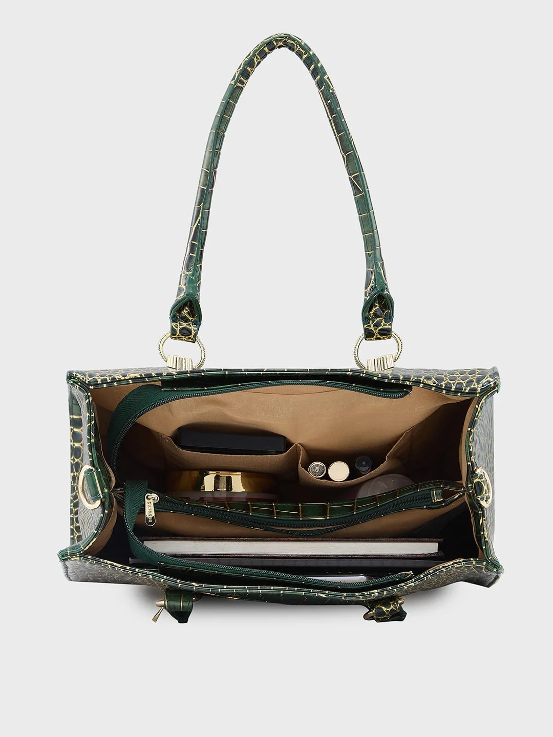 Caprese Miranda Tote Medium Croco Womens Office Handbag Green