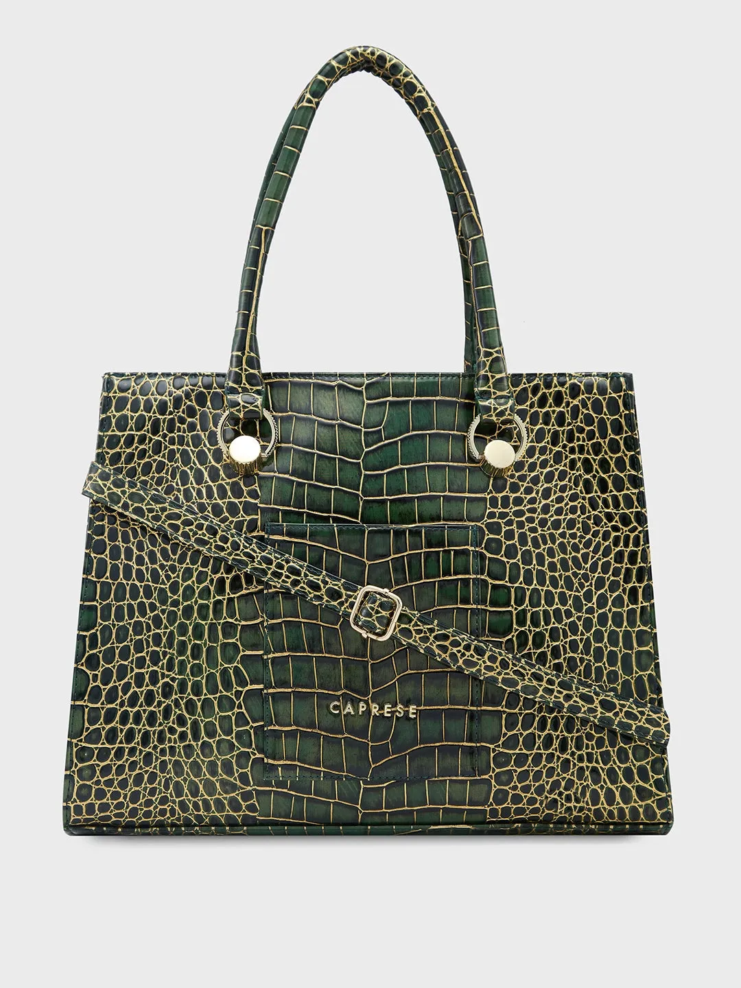 Caprese Miranda Tote Medium Croco Womens Office Handbag Green