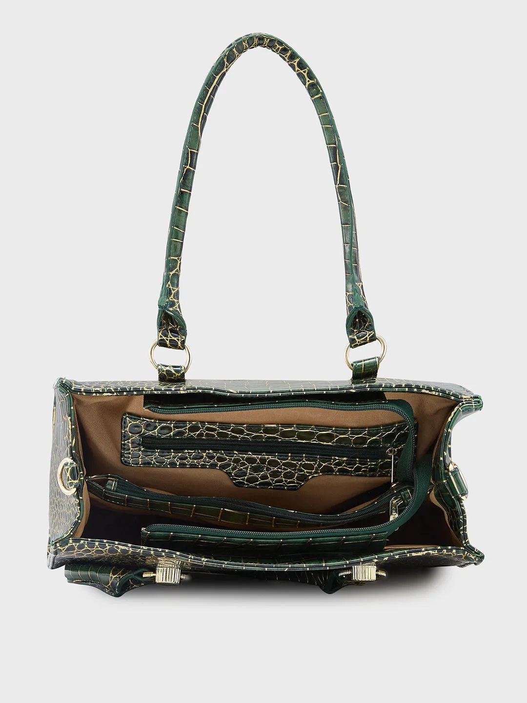 Caprese Miranda Tote Medium Croco Womens Office Handbag Green