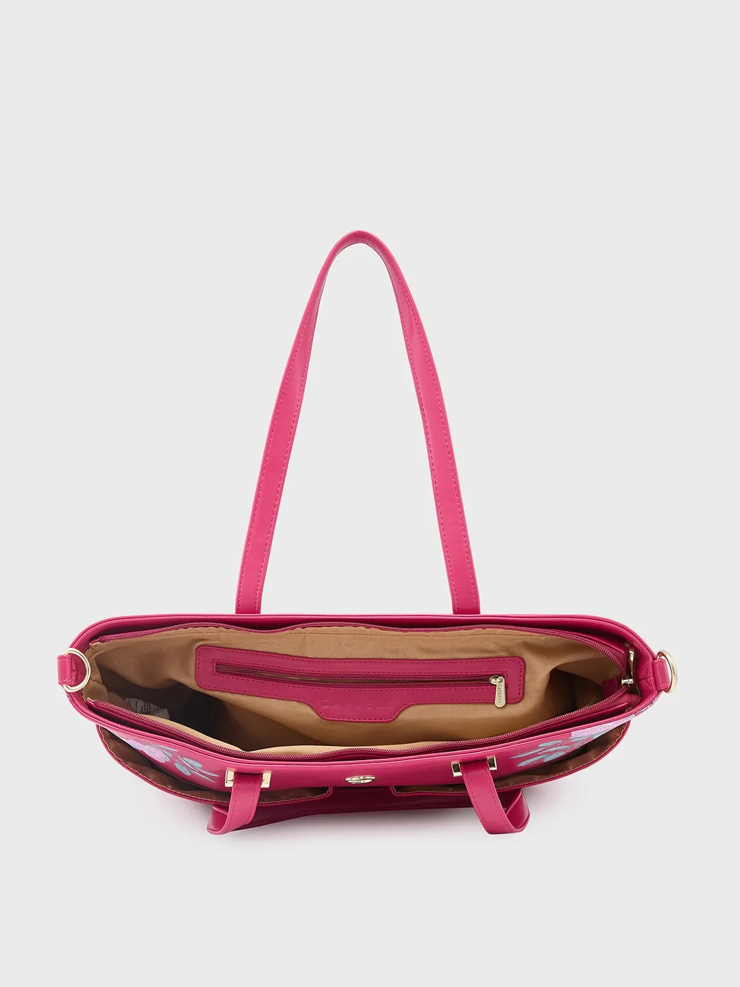 Caprese Shanaya Tote Medium Printed Womens Office Handbag Burgundy
