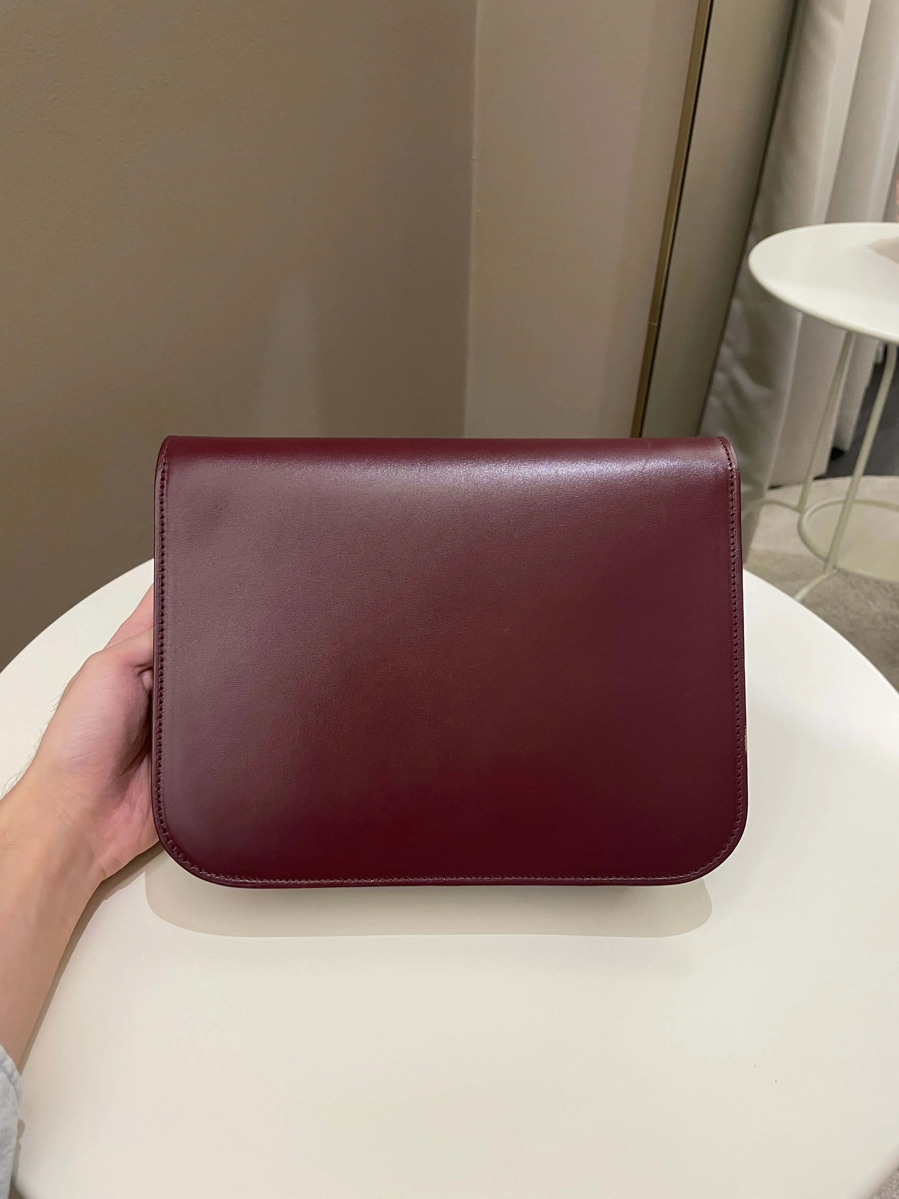 Celine Box Bag Burgundy Calfskin