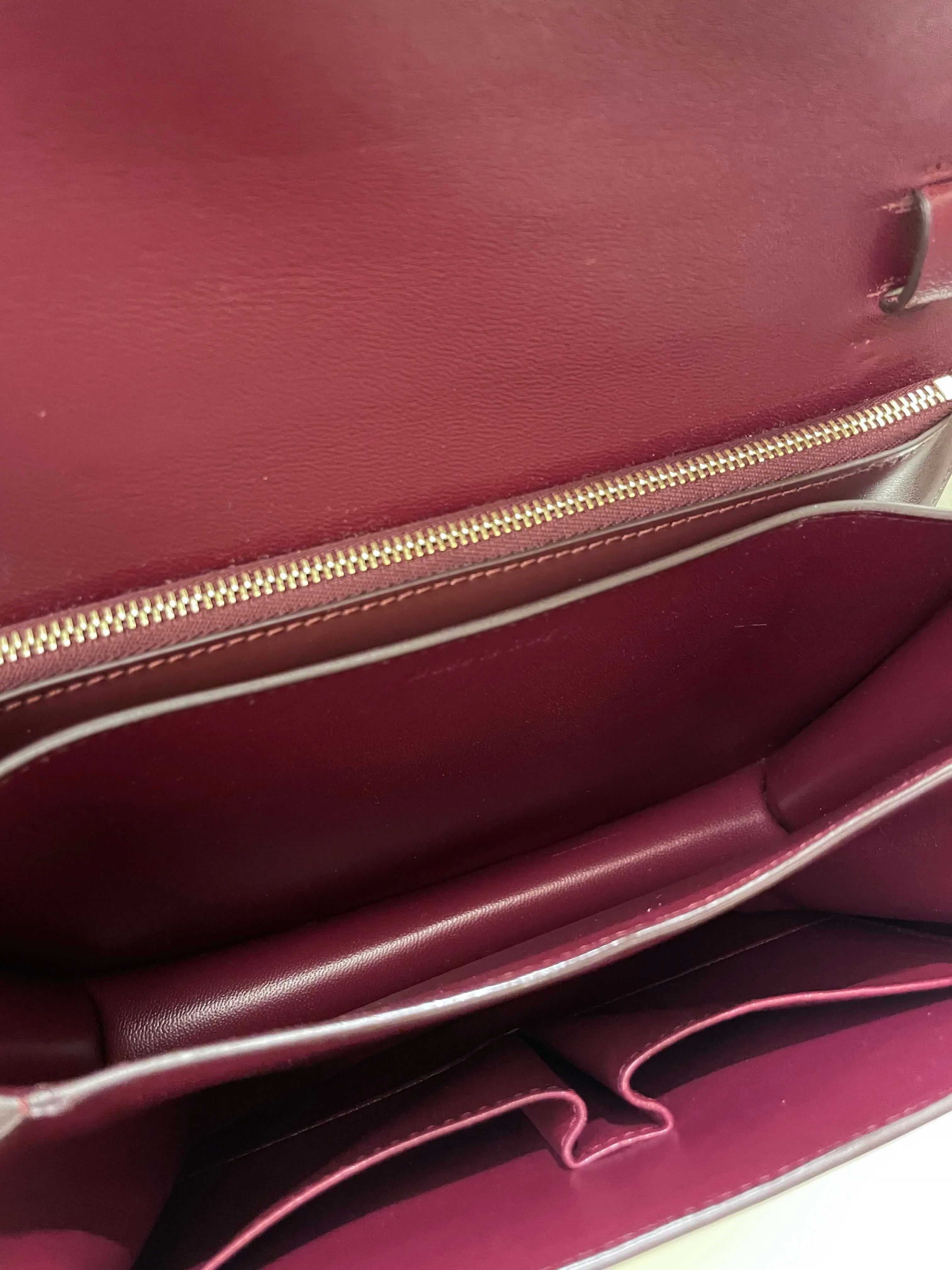 Celine Box Bag Burgundy Calfskin