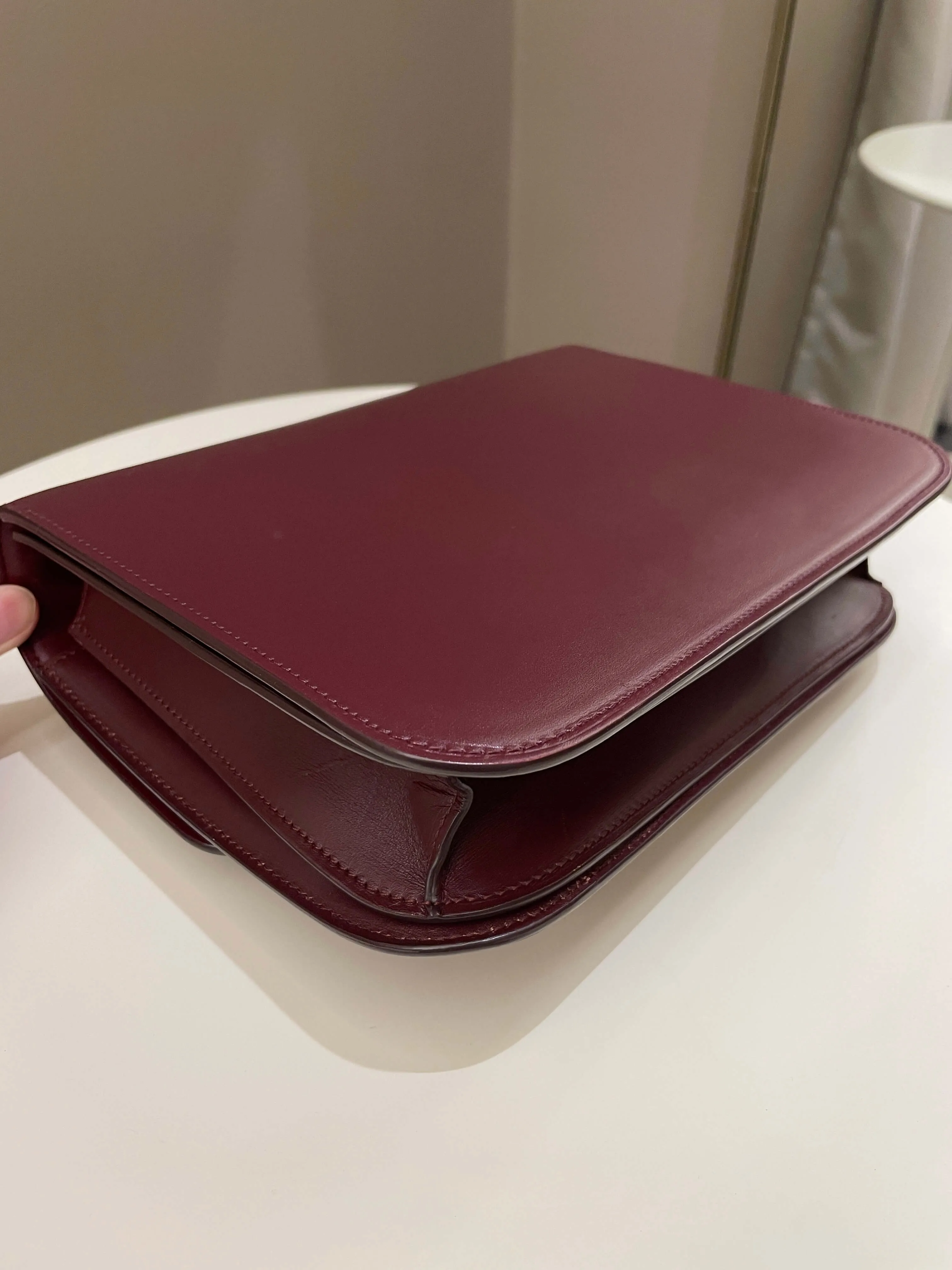 Celine Box Bag Burgundy Calfskin