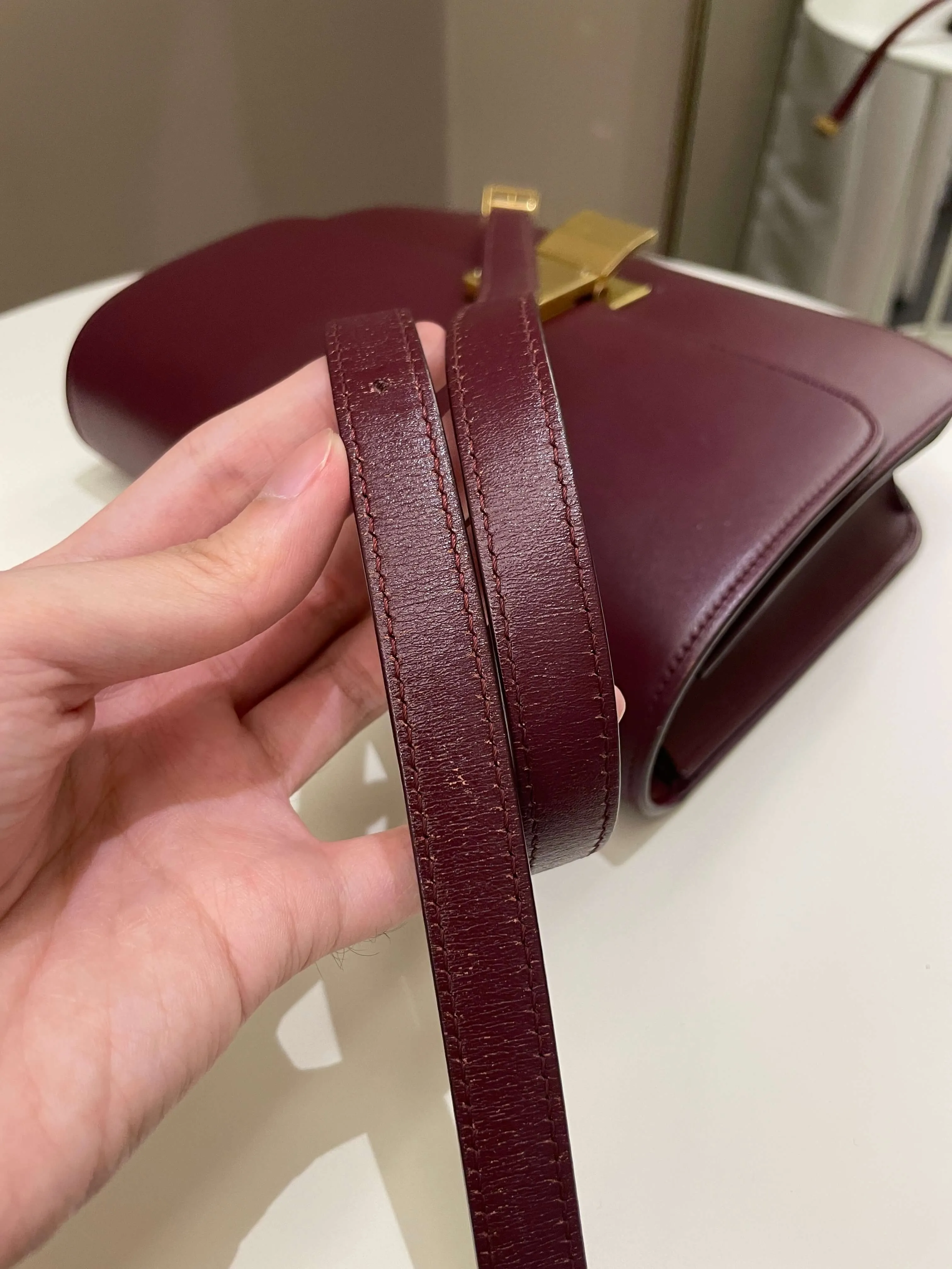 Celine Box Bag Burgundy Calfskin
