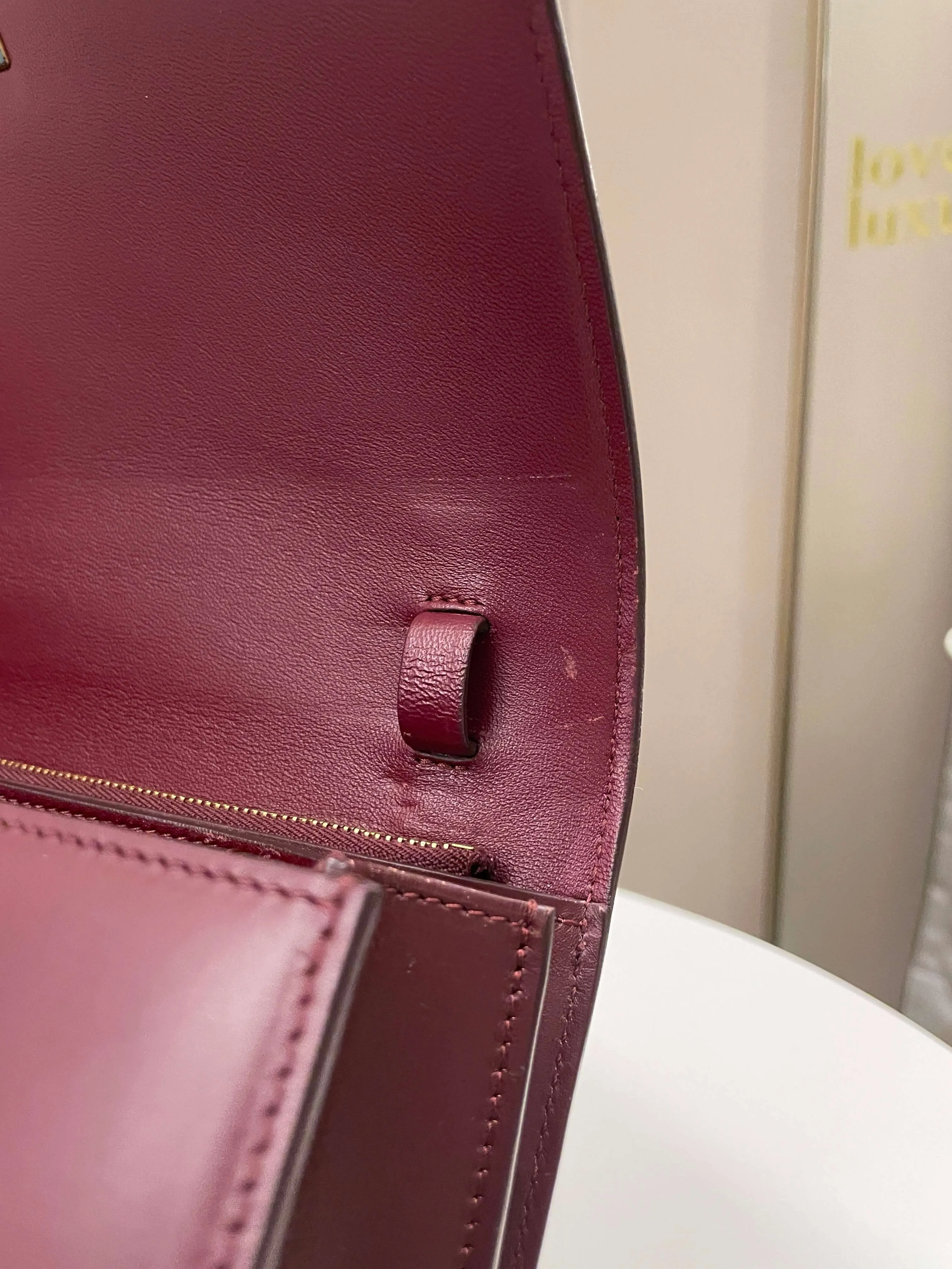 Celine Box Bag Burgundy Calfskin