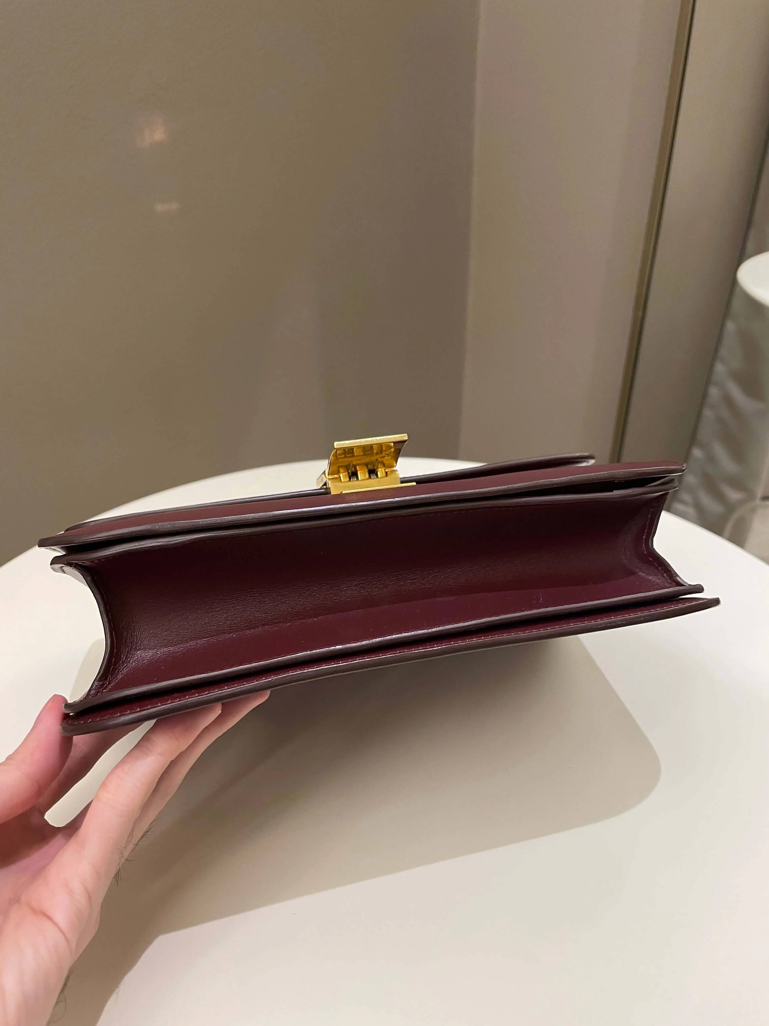 Celine Box Bag Burgundy Calfskin