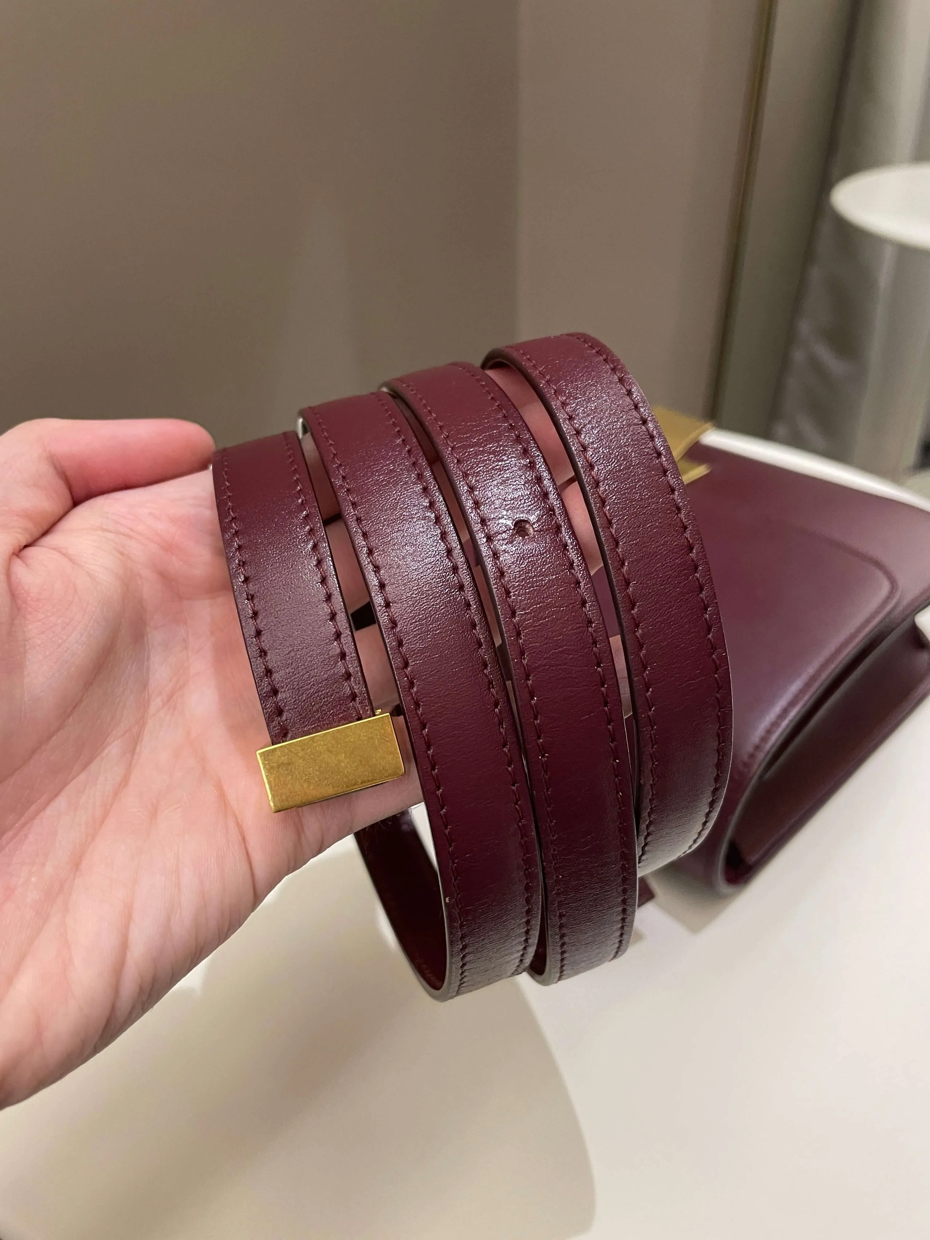 Celine Box Bag Burgundy Calfskin
