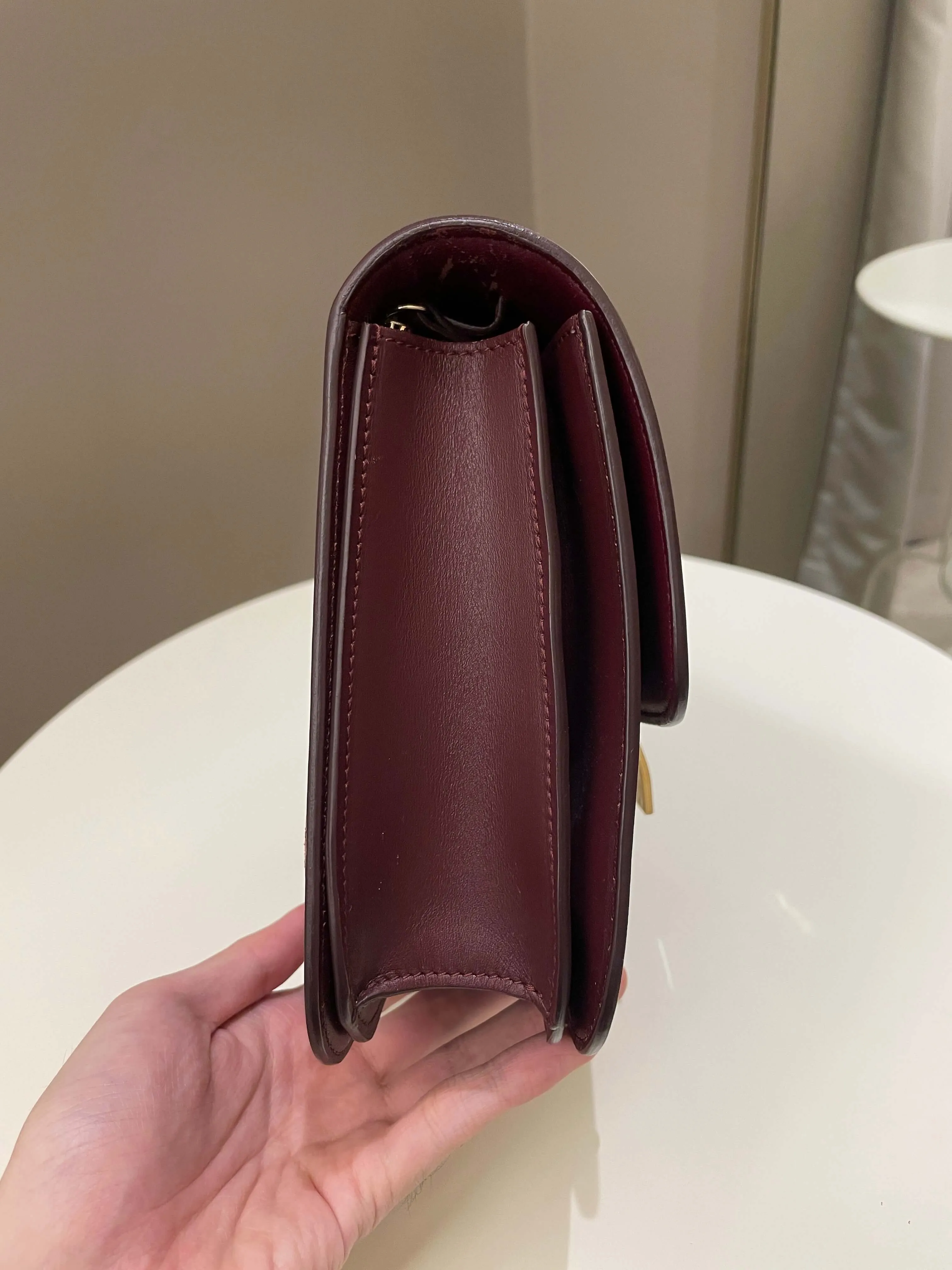 Celine Box Bag Burgundy Calfskin