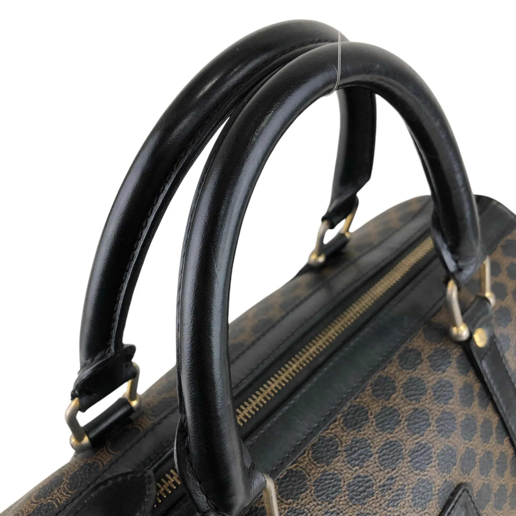 CELINE Macadam Blason Handbag Boston bag Black Vintage w2aj6s