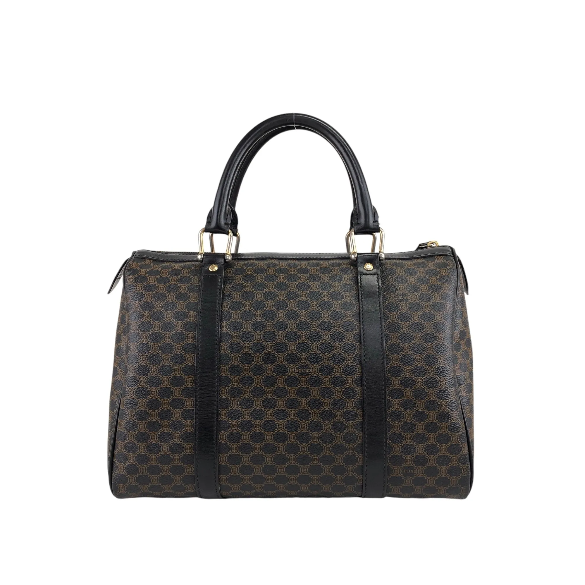 CELINE Macadam Blason Handbag Boston bag Black Vintage w2aj6s