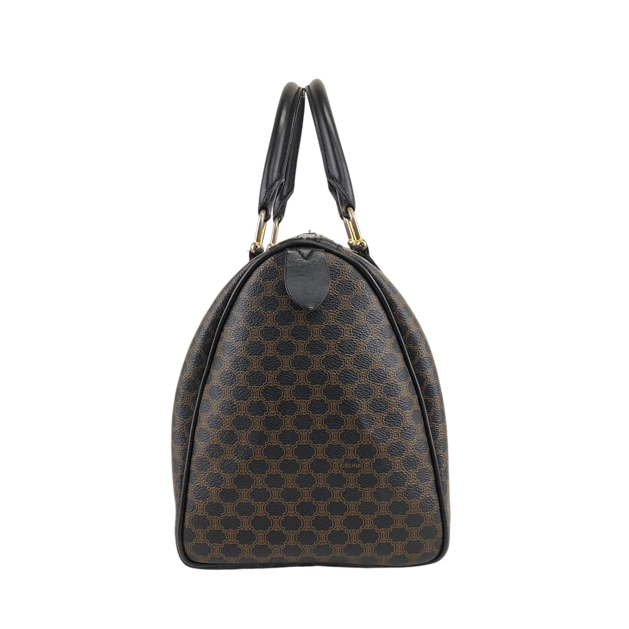 CELINE Macadam Blason Handbag Boston bag Black Vintage w2aj6s