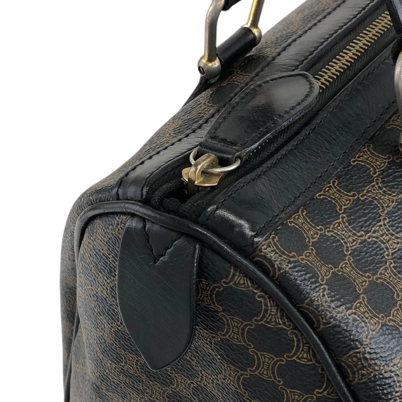 CELINE Macadam Blason Handbag Boston bag Black Vintage w2aj6s