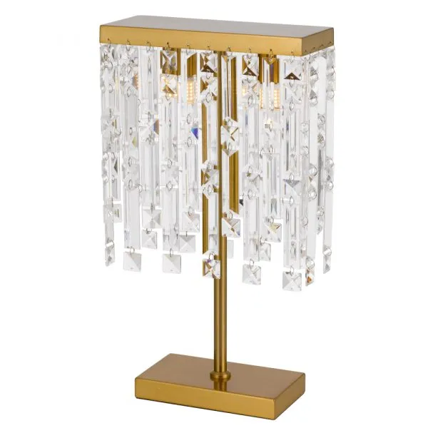 Cerone Antique Gold with Clear Crystal Modern Elegant Table Lamp