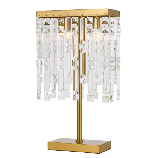 Cerone Antique Gold with Clear Crystal Modern Elegant Table Lamp