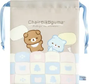 Chairoikoguma "Aokogu & Chairoikoguma's Sleepover" Drawstring Bag