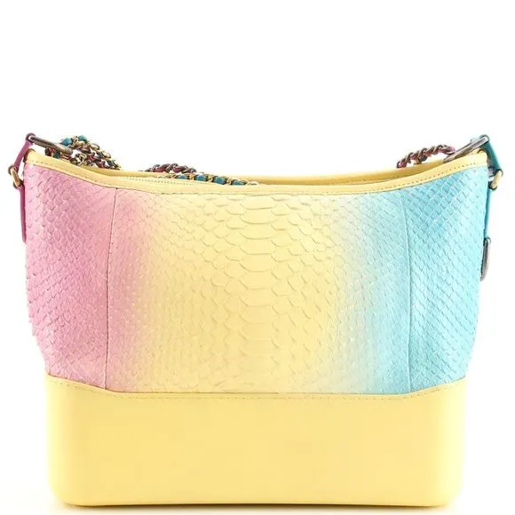 CHANEL CC PYTHON GABRIELLE HOBO BAG IN YELLOW MULTICOLOR