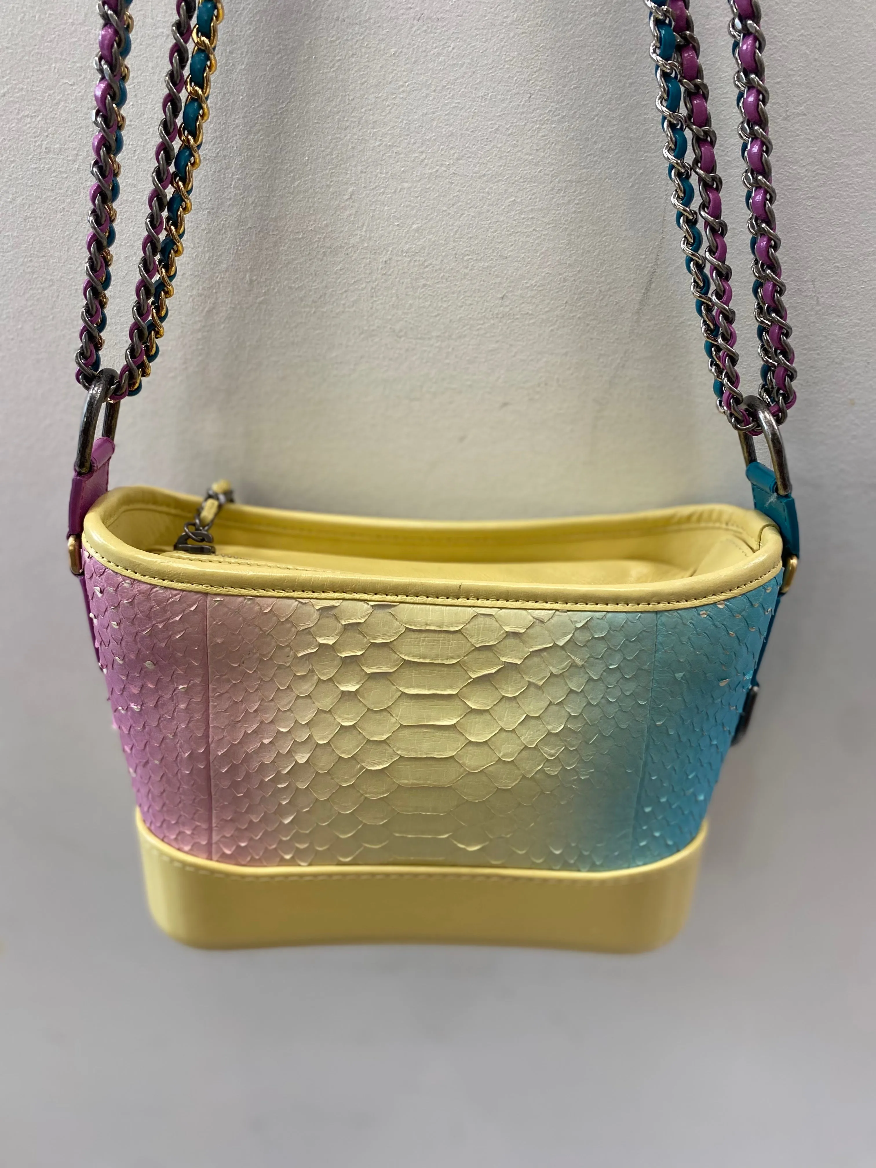 CHANEL CC PYTHON GABRIELLE HOBO BAG IN YELLOW MULTICOLOR