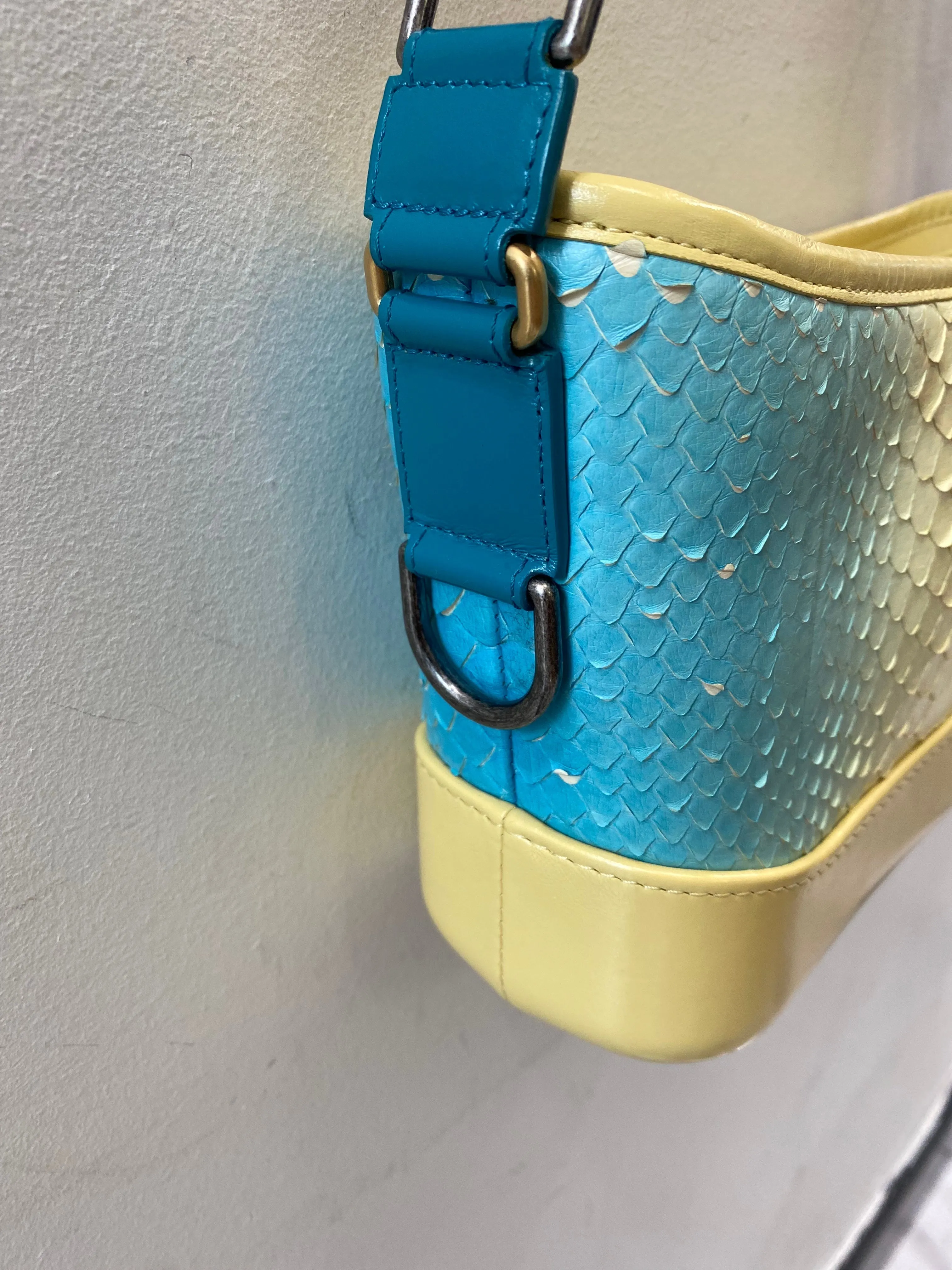 CHANEL CC PYTHON GABRIELLE HOBO BAG IN YELLOW MULTICOLOR