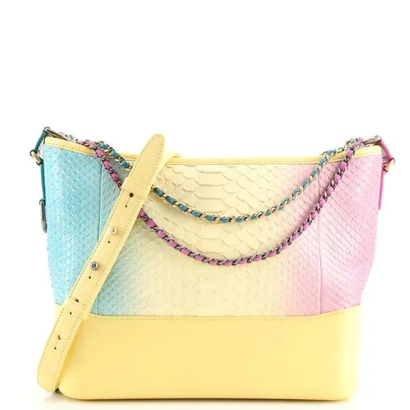 CHANEL CC PYTHON GABRIELLE HOBO BAG IN YELLOW MULTICOLOR