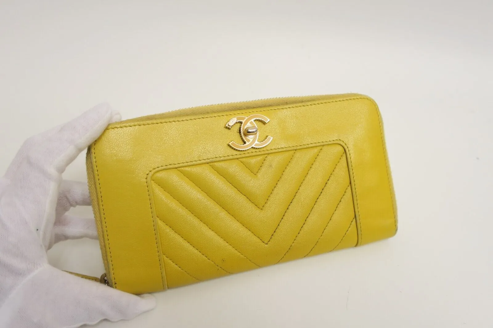 Chanel Chevron V Stitch Leather