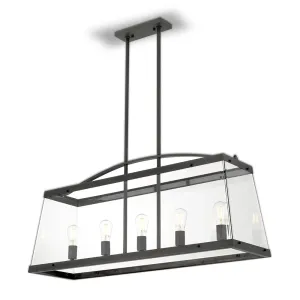 Colair 5 Light Bar Black and Glass Classic Pendant