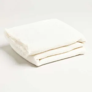 Cream Woolen Tweed Throw Blanket 57" x 70"  1" Fringe