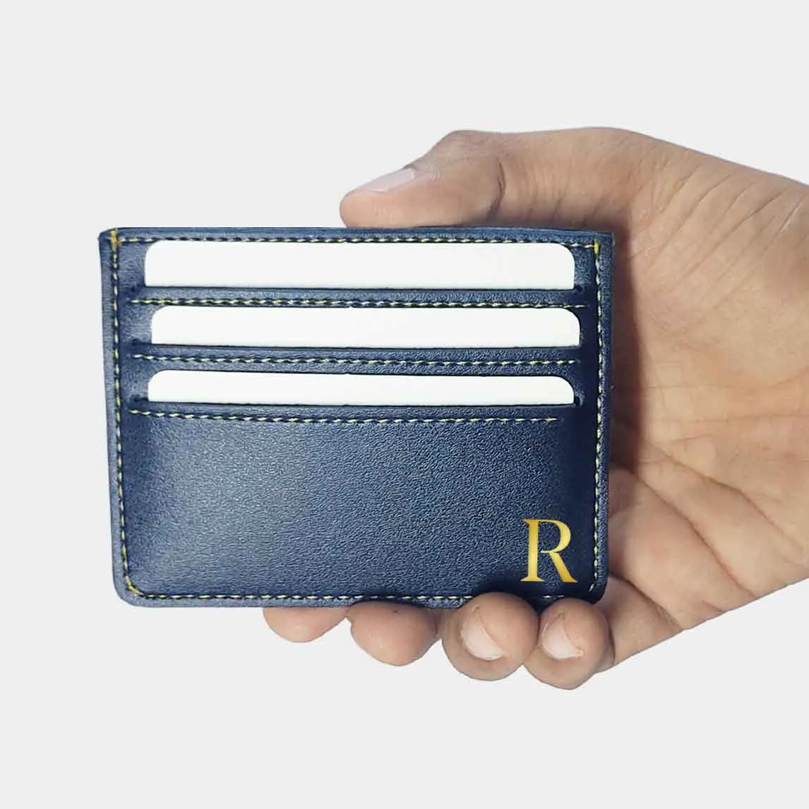 Custom Business Card Holder for Men Wallet - Monogram