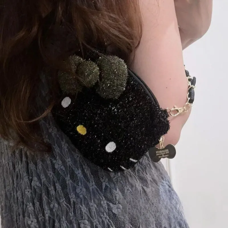 Cute Black Shining Kitty Handbag KI584