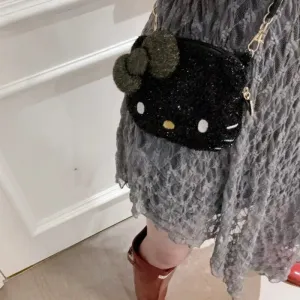 Cute Black Shining Kitty Handbag KI584
