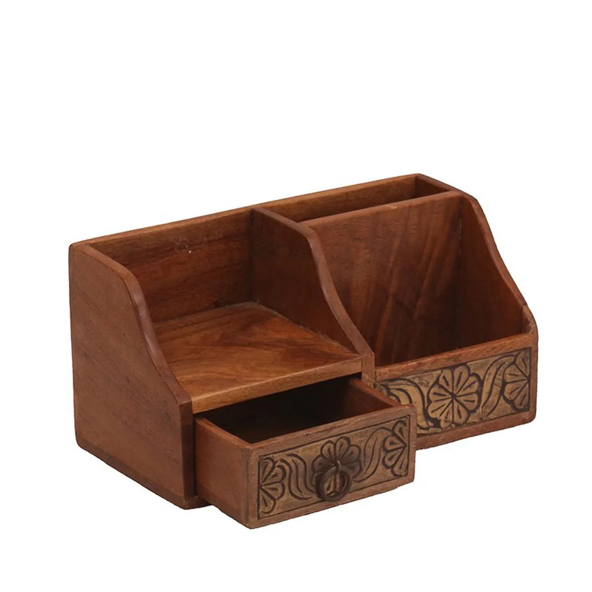 Dark Brown Multiple Desk Organizer with Drawer