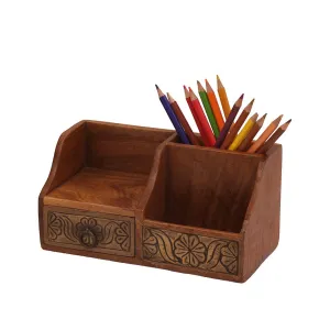 Dark Brown Multiple Desk Organizer with Drawer