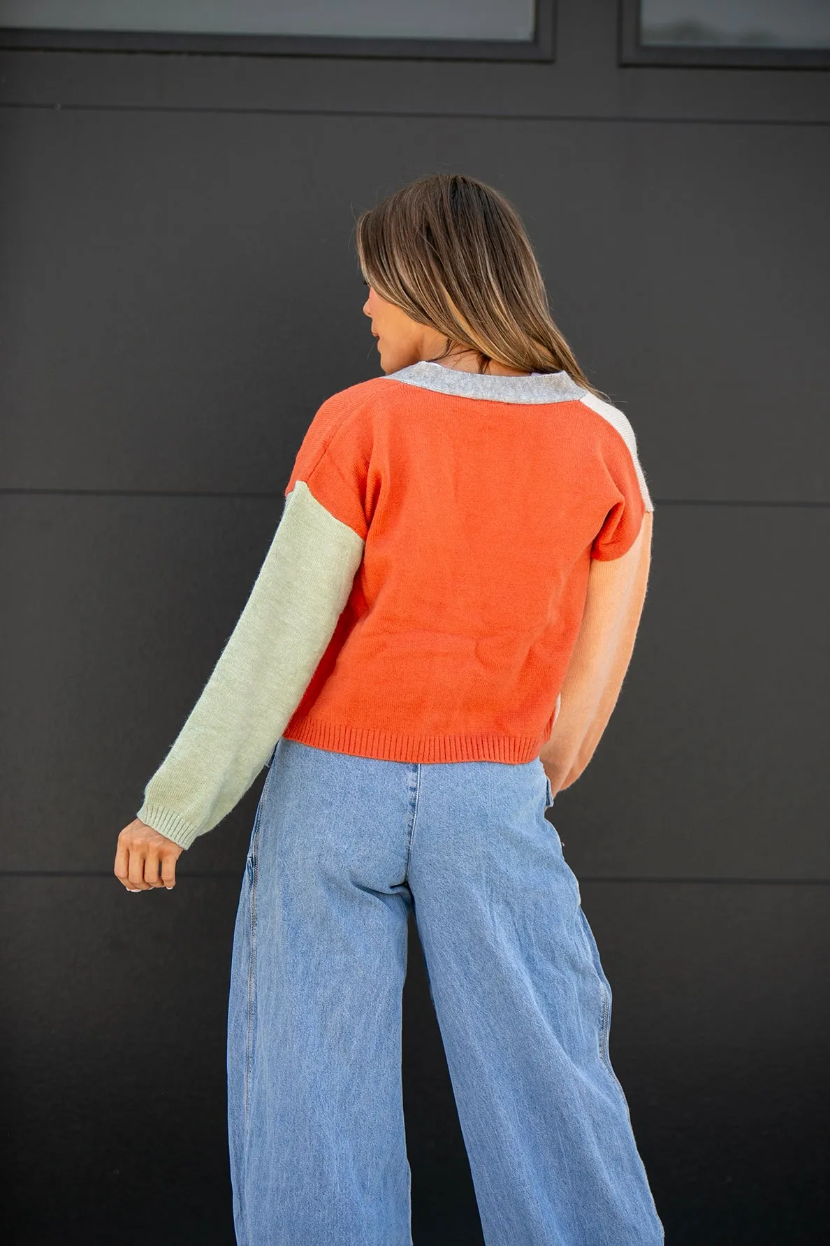 Demi Crop Color Block Cardigan