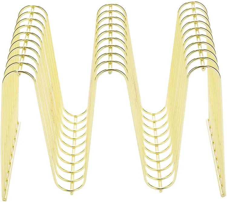 Desktop Brass Tone Metal Wire Arched Magazine Holder Rack