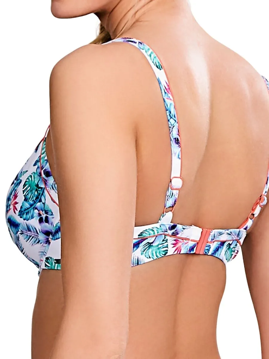 Elle Balcony Bikini Top  - White/Tropical