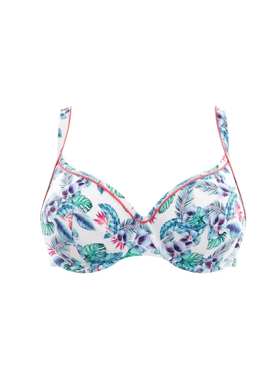 Elle Balcony Bikini Top  - White/Tropical