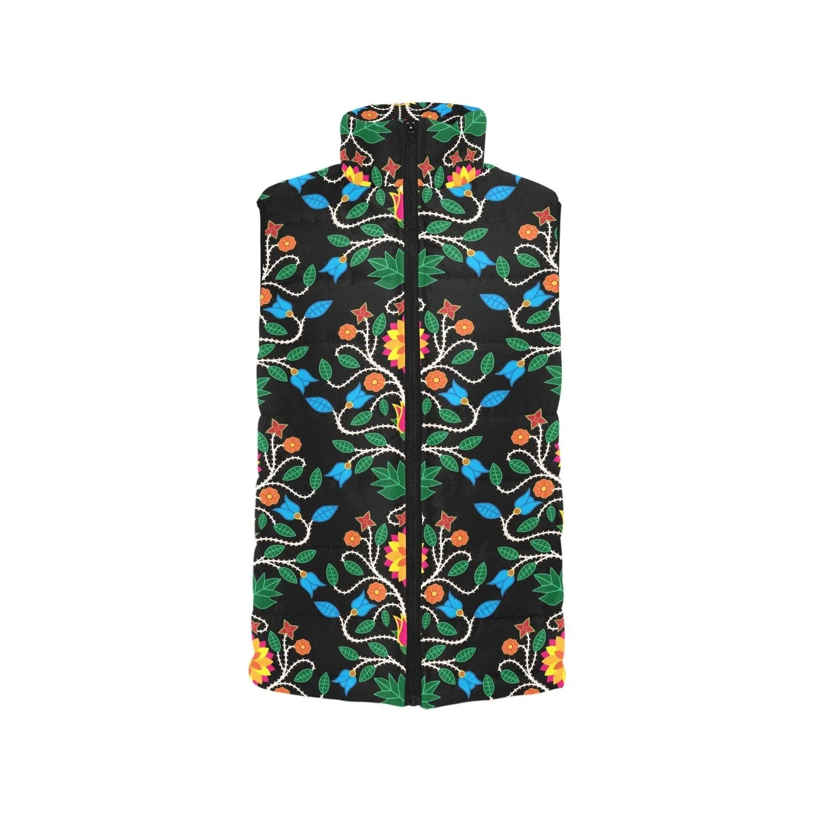 Floral Beadwork Four Clans Men's Padded Vest Jacket
