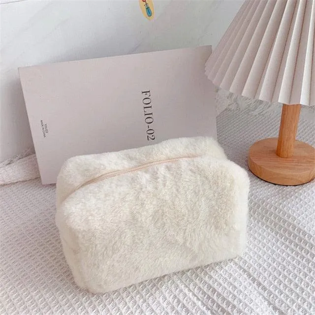 Fluffy Pastel Colored Makeup Bags