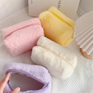 Fluffy Pastel Colored Makeup Bags