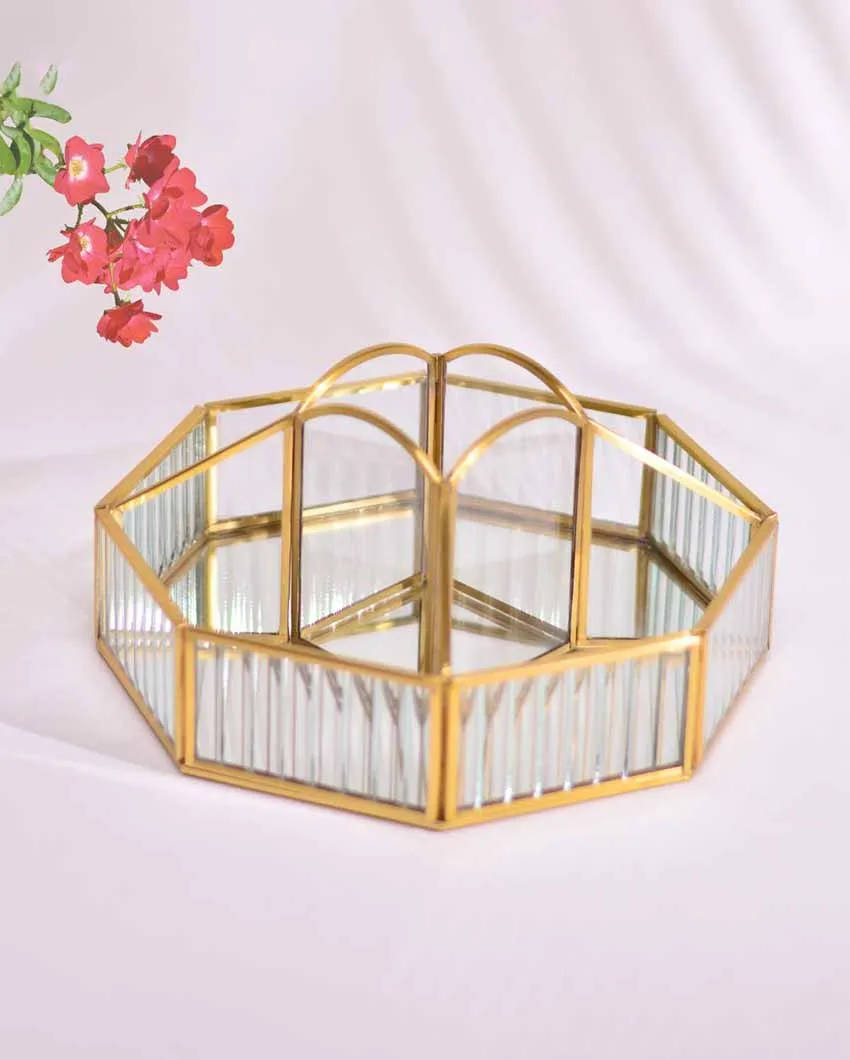 Fluted Glass Octagonal Make-Up & Toiletry Organizer | 10 x 5 inches