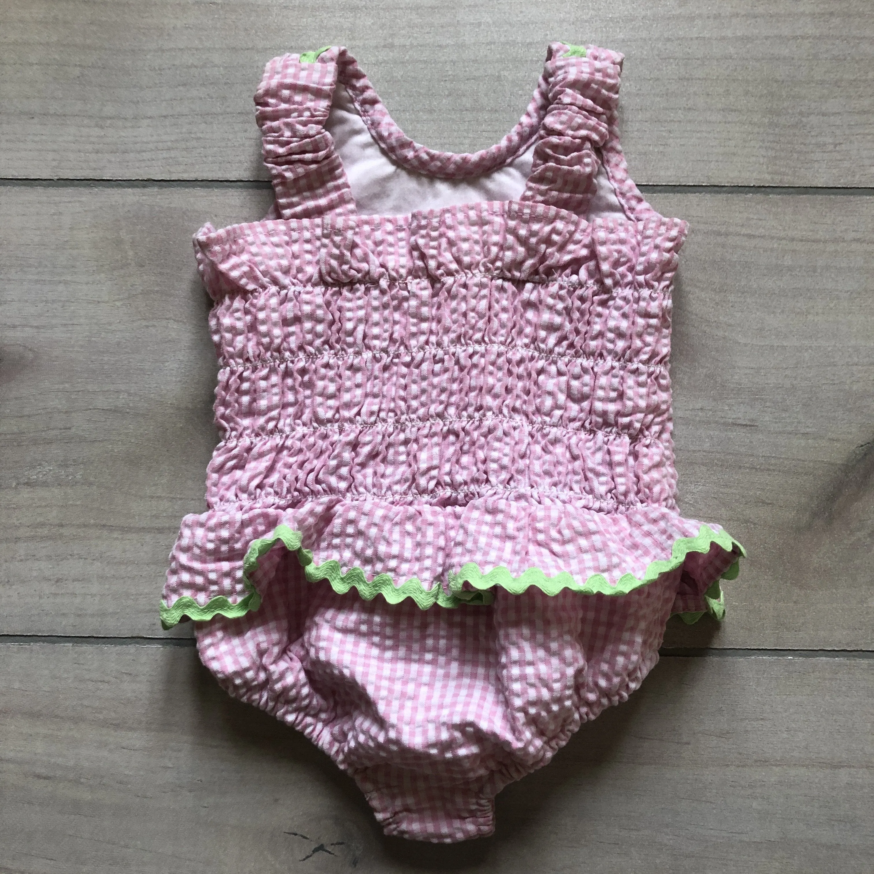 Funtasia Too Pink & Green Crocodile Seersucker Swimsuit